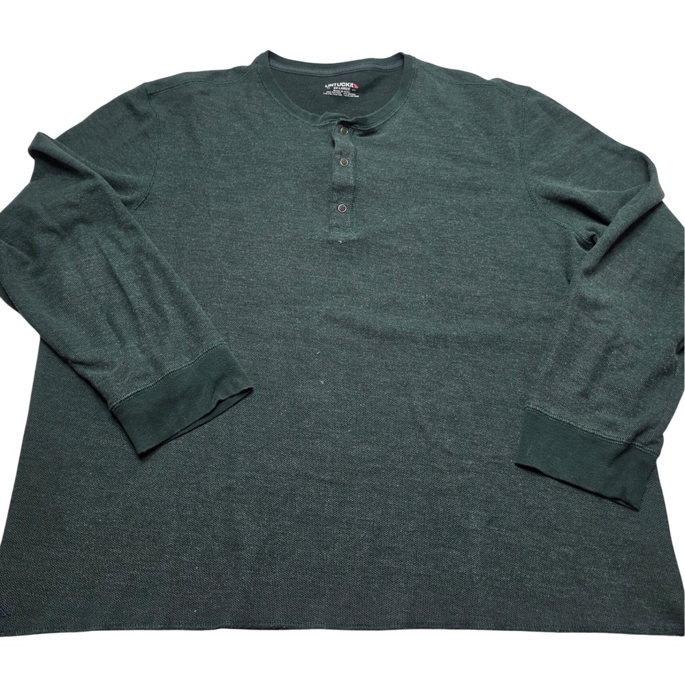 UNTUCKit Schrock Henley Shirt Mens XXL Green Waffle Knit Long Sleeve 40759